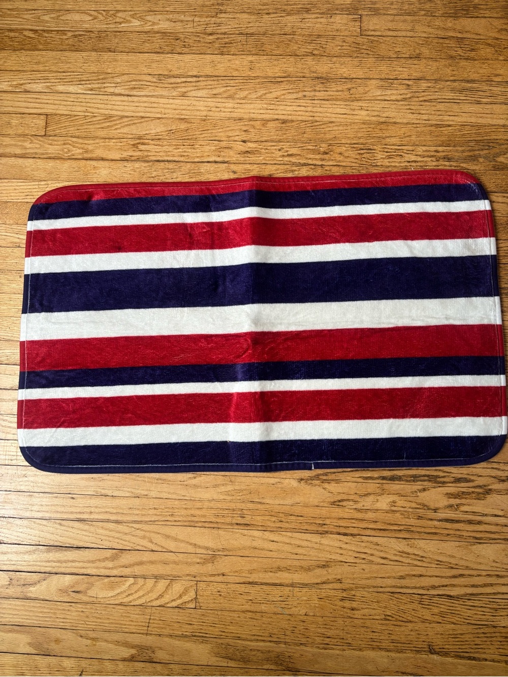 Striped Red, Navy & White Bath Mat
